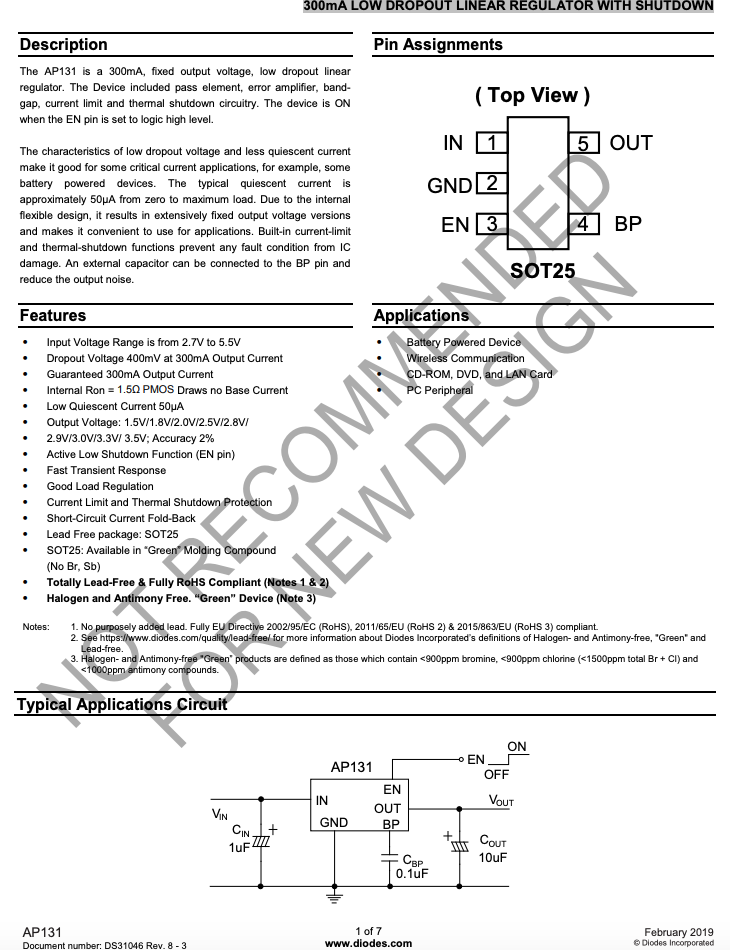 Ap131 Router IC AP131-18WG-7 SOT23-5